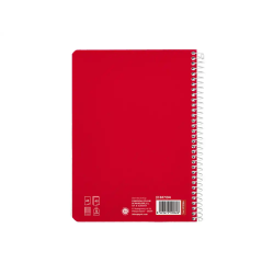 Cuaderno espiral liderpapel a5 pautaguia tapa blanda 40h 75gr cuadro pautado 2,5mm color rojo