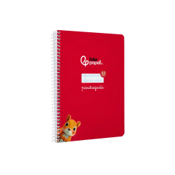 Cuaderno espiral liderpapel a5 pautaguia tapa blanda 40h 75gr cuadro pautado 2,5mm color rojo