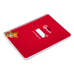 Cuaderno espiral liderpapel a5 pautaguia tapa blanda 40h 75gr cuadro pautado 2,5mm color rojo