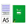 Cuaderno espiral liderpapel a5 pautaguia tapa blanda 40h 75gr cuadro pautado 2,5mm color verde