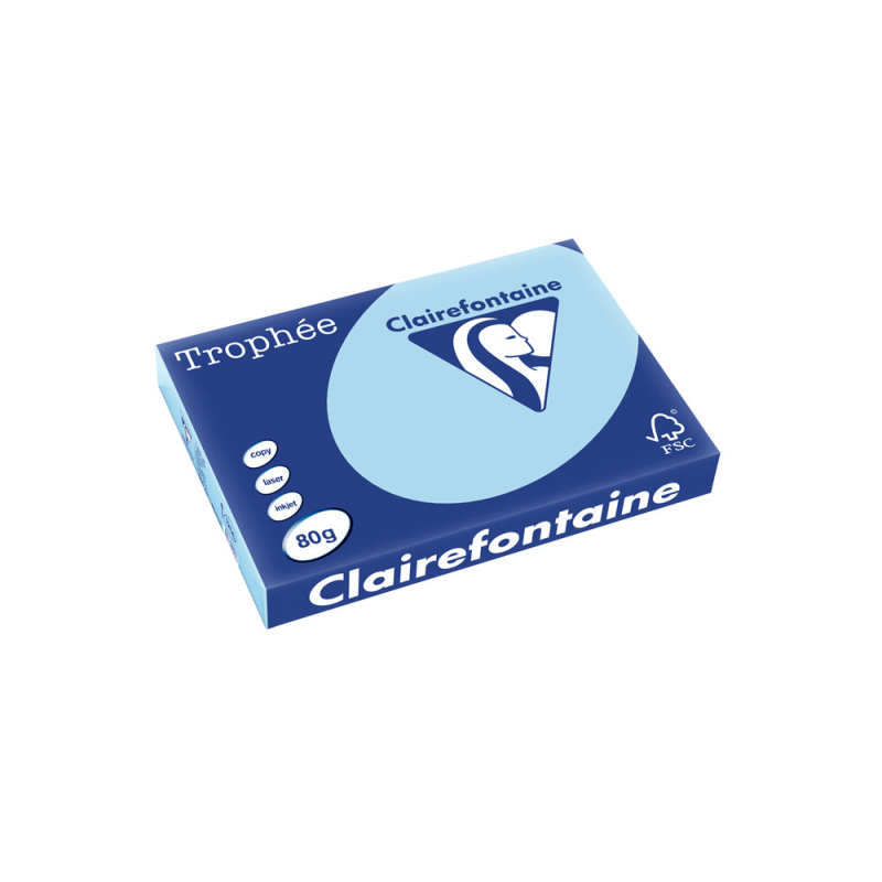 Papel color trophee a3 80gr azul celeste pastel paquete de 500 hojas
