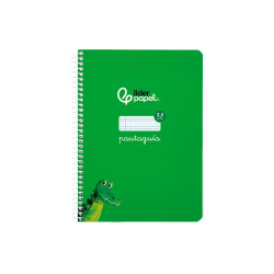Cuaderno espiral liderpapel a5 pautaguia tapa blanda 40h 75gr cuadro pautado 2,5mm color verde