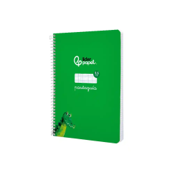 Cuaderno espiral liderpapel a5 pautaguia tapa blanda 40h 75gr cuadro pautado 2,5mm color verde