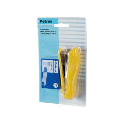 Grapadora petrus liliput 200 capacidad 12 hojas + 1 caja grapas 23/6 colores surtidos