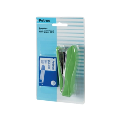 Grapadora petrus liliput 200 capacidad 12 hojas + 1 caja grapas 23/6 colores surtidos