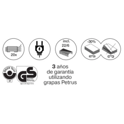 Grapadora petrus electrica e-120 contactless negro capacidad 20 hojas usa grapas 22/6 24/6 y 26/6
