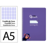 Cuaderno espiral liderpapel a5 pautaguia tapa blanda 40h 75gr cuadro pautado 3mm color lila