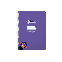 Cuaderno espiral liderpapel a5 pautaguia tapa blanda 40h 75gr cuadro pautado 3mm color lila