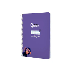 Cuaderno espiral liderpapel a5 pautaguia tapa blanda 40h 75gr cuadro pautado 3mm color lila