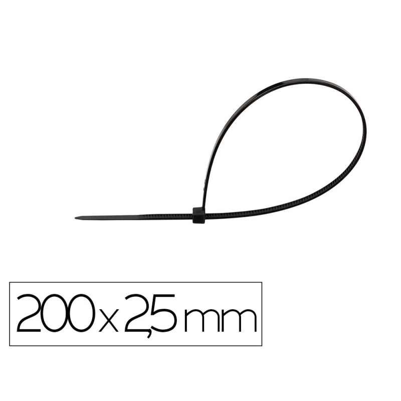 Brida q-connect color negro 200x2,5 mm bolsa de 100 unidades