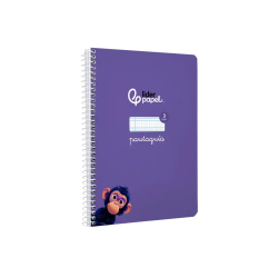 Cuaderno espiral liderpapel a5 pautaguia tapa blanda 40h 75gr cuadro pautado 3mm color lila