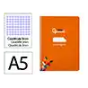 Cuaderno espiral liderpapel a5 pautaguia tapa blanda 40h 75gr cuadro pautado 3mm color naranja