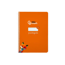 Cuaderno espiral liderpapel a5 pautaguia tapa blanda 40h 75gr cuadro pautado 3mm color naranja