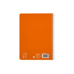 Cuaderno espiral liderpapel a5 pautaguia tapa blanda 40h 75gr cuadro pautado 3mm color naranja