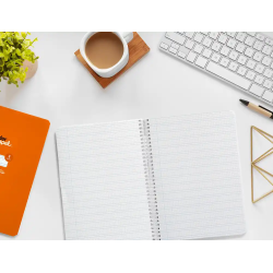 Cuaderno espiral liderpapel a5 pautaguia tapa blanda 40h 75gr cuadro pautado 3mm color naranja