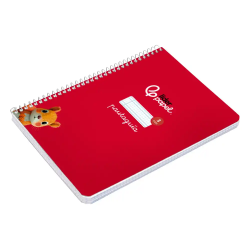 Cuaderno espiral liderpapel a5 pautaguia tapa blanda 40h 75gr cuadro pautado 3mm color rojo