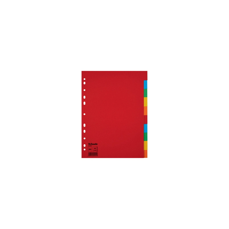 Separador esselte cartulina juego de 10 separadores folio multitaladro