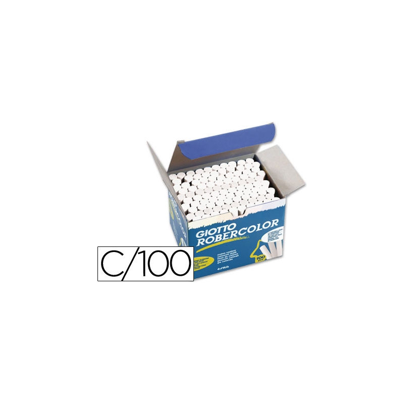 Tiza blanca antipolvo robercolor caja de 100 unidades