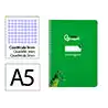 Cuaderno espiral liderpapel a5 pautaguia tapa blanda 40h 75gr cuadro pautado 3mm color verde