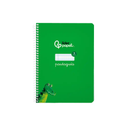 Cuaderno espiral liderpapel a5 pautaguia tapa blanda 40h 75gr cuadro pautado 3mm color verde