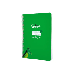 Cuaderno espiral liderpapel a5 pautaguia tapa blanda 40h 75gr cuadro pautado 3mm color verde