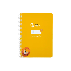 Cuaderno espiral liderpapel a5 pautaguia tapa blanda 40h 75gr cuadro pautado 4mm color amarillo
