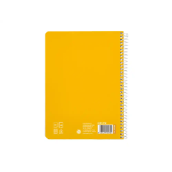 Cuaderno espiral liderpapel a5 pautaguia tapa blanda 40h 75gr cuadro pautado 4mm color amarillo