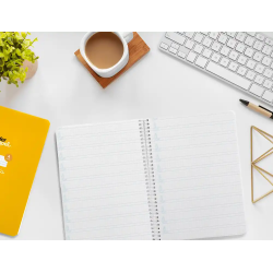 Cuaderno espiral liderpapel a5 pautaguia tapa blanda 40h 75gr cuadro pautado 4mm color amarillo