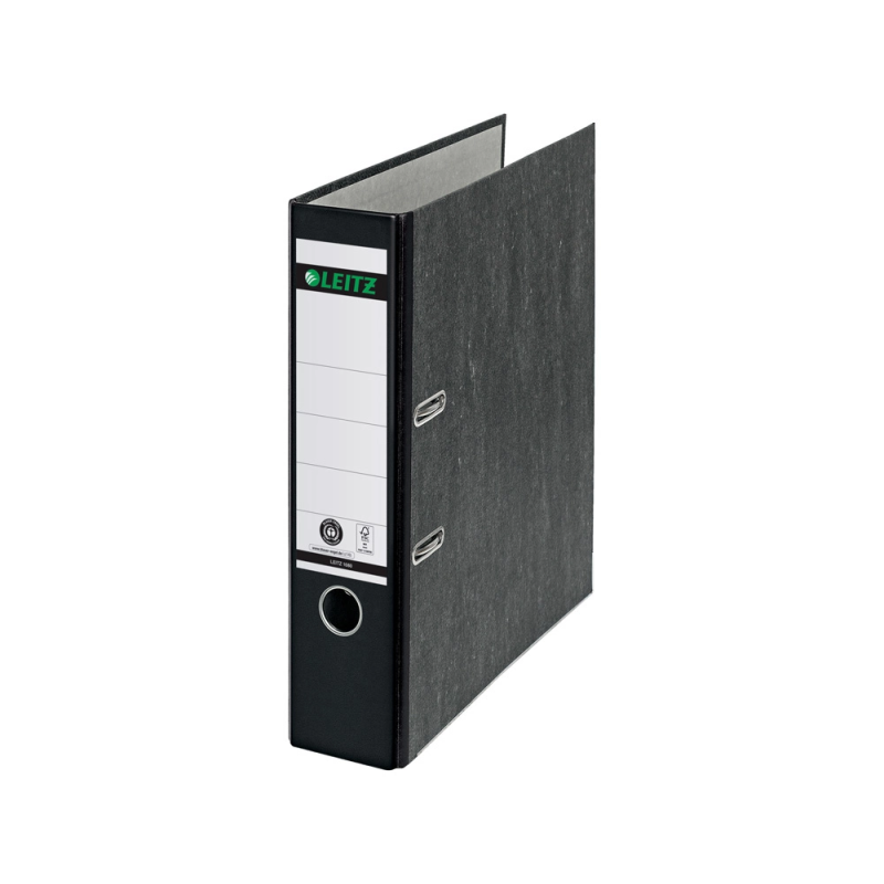 Archivador de palanca leitz co2 neutral carton jaspeado 180 din a4 lomo 80 mm negro