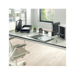 Archivador de palanca leitz co2 neutral carton jaspeado 180 din a4 lomo 80 mm negro