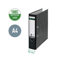Archivador de palanca leitz co2 neutral carton jaspeado 180 din a4 lomo 80 mm negro