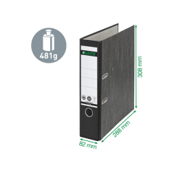 Archivador de palanca leitz co2 neutral carton jaspeado 180 din a4 lomo 80 mm negro