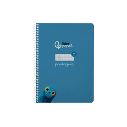Cuaderno espiral liderpapel a5 pautaguia tapa blanda 40h 75gr cuadro pautado 4mm color azul