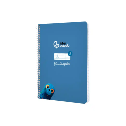 Cuaderno espiral liderpapel a5 pautaguia tapa blanda 40h 75gr cuadro pautado 4mm color azul