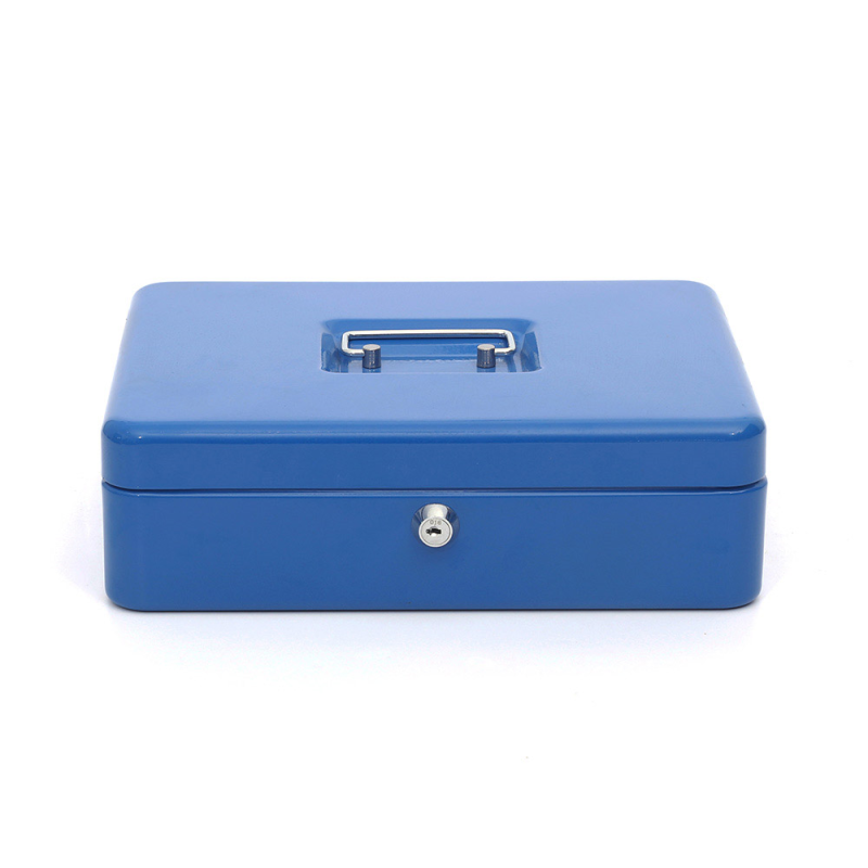 Caja caudales q-connect 12/' 300x240x90 mm azul con portamonedas