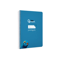 Cuaderno espiral liderpapel a5 pautaguia tapa blanda 40h 75gr cuadro pautado 4mm color azul