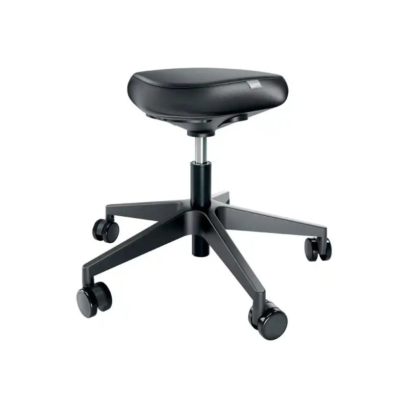 Taburete leitz ergo con asiento triangular 5 ruedas giratorias regulable en altura hasta 59 cm negro