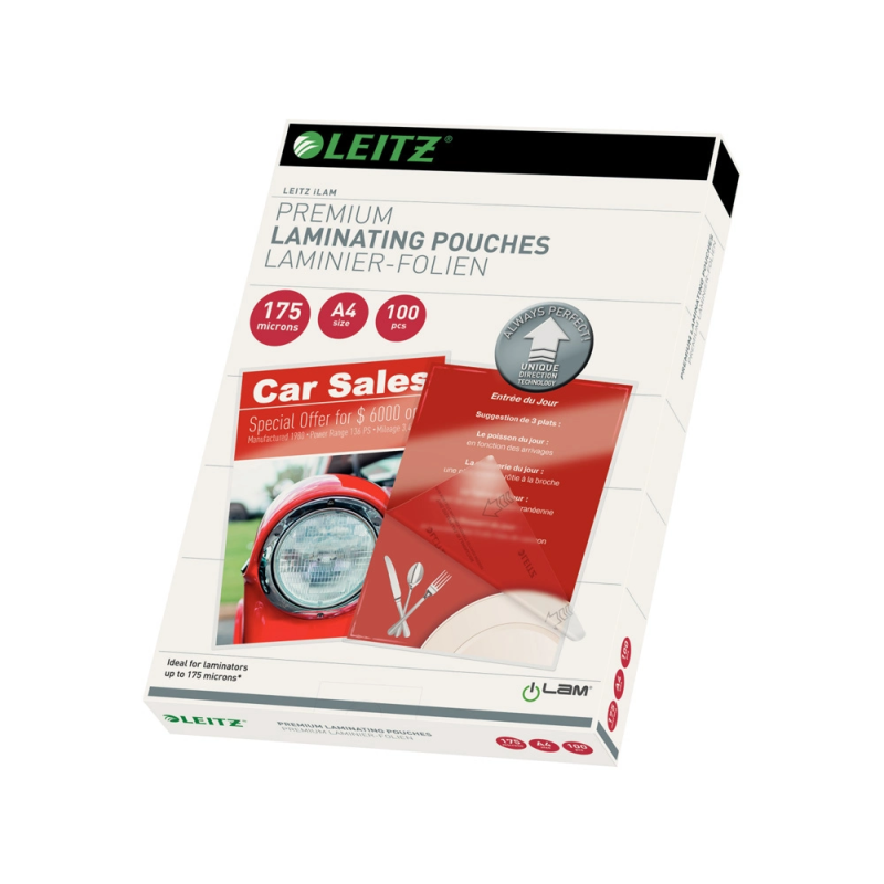 Bolsa de plastificar leitz din a4 175 mc caja de 100 unidades