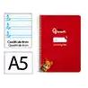 Cuaderno espiral liderpapel a5 pautaguia tapa blanda 40h 75gr cuadro pautado 4mm color rojo
