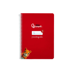 Cuaderno espiral liderpapel a5 pautaguia tapa blanda 40h 75gr cuadro pautado 4mm color rojo