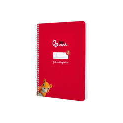 Cuaderno espiral liderpapel a5 pautaguia tapa blanda 40h 75gr cuadro pautado 4mm color rojo