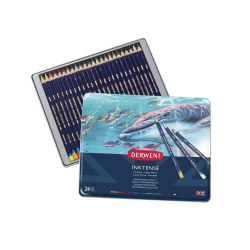 Lapices de colores derwent inktense caja metalica 24 unidades colores surtidos