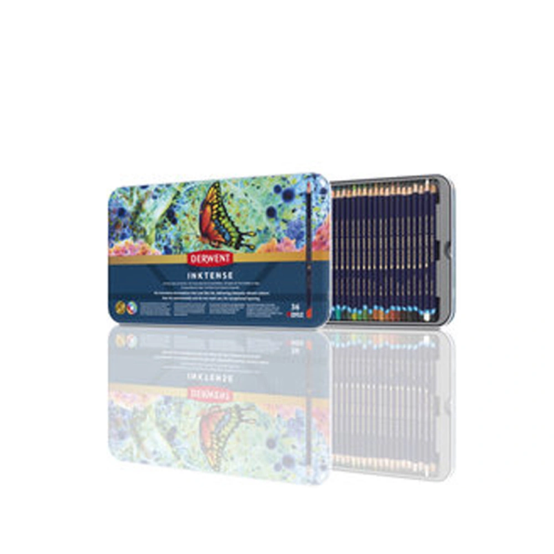 Lapices de colores derwent inktense caja metalica 36 unidades colores surtidos