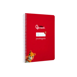 Cuaderno espiral liderpapel a5 pautaguia tapa blanda 40h 75gr cuadro pautado 4mm color rojo