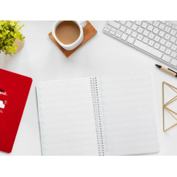 Cuaderno espiral liderpapel a5 pautaguia tapa blanda 40h 75gr cuadro pautado 4mm color rojo