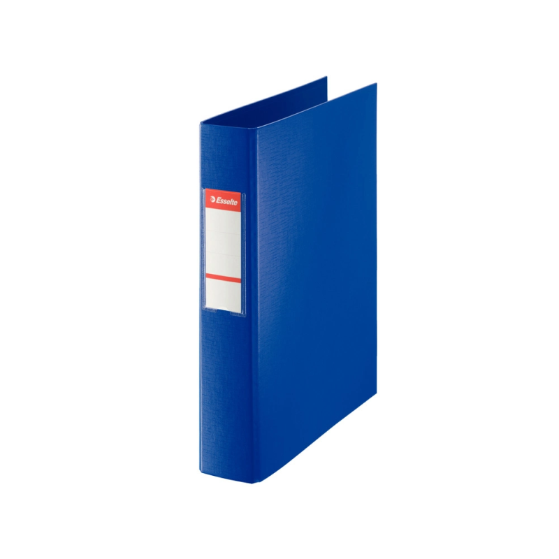 Carpeta esselte 4 anillas 40 mm folio plastico forrado con tarjetero color azul