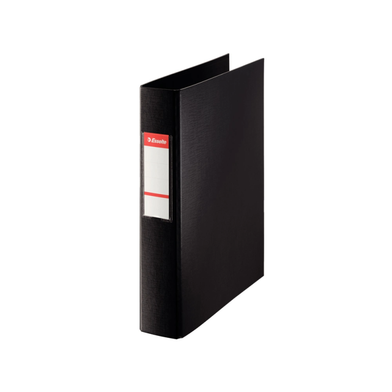 Carpeta esselte 4 anillas 40 mm folio plastico forrado con tarjetero color negro