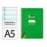 Cuaderno espiral liderpapel a5 pautaguia tapa blanda 40h 75gr cuadro pautado 4mm color verde