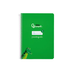 Cuaderno espiral liderpapel a5 pautaguia tapa blanda 40h 75gr cuadro pautado 4mm color verde