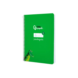 Cuaderno espiral liderpapel a5 pautaguia tapa blanda 40h 75gr cuadro pautado 4mm color verde